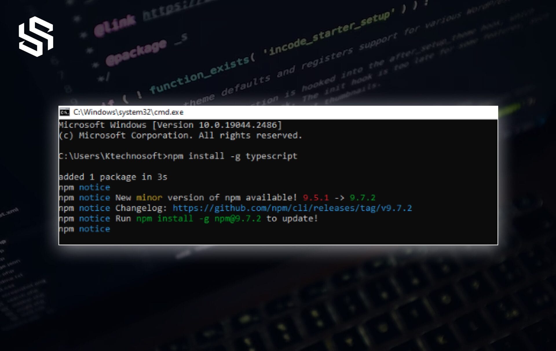 Command for Typescript Installation