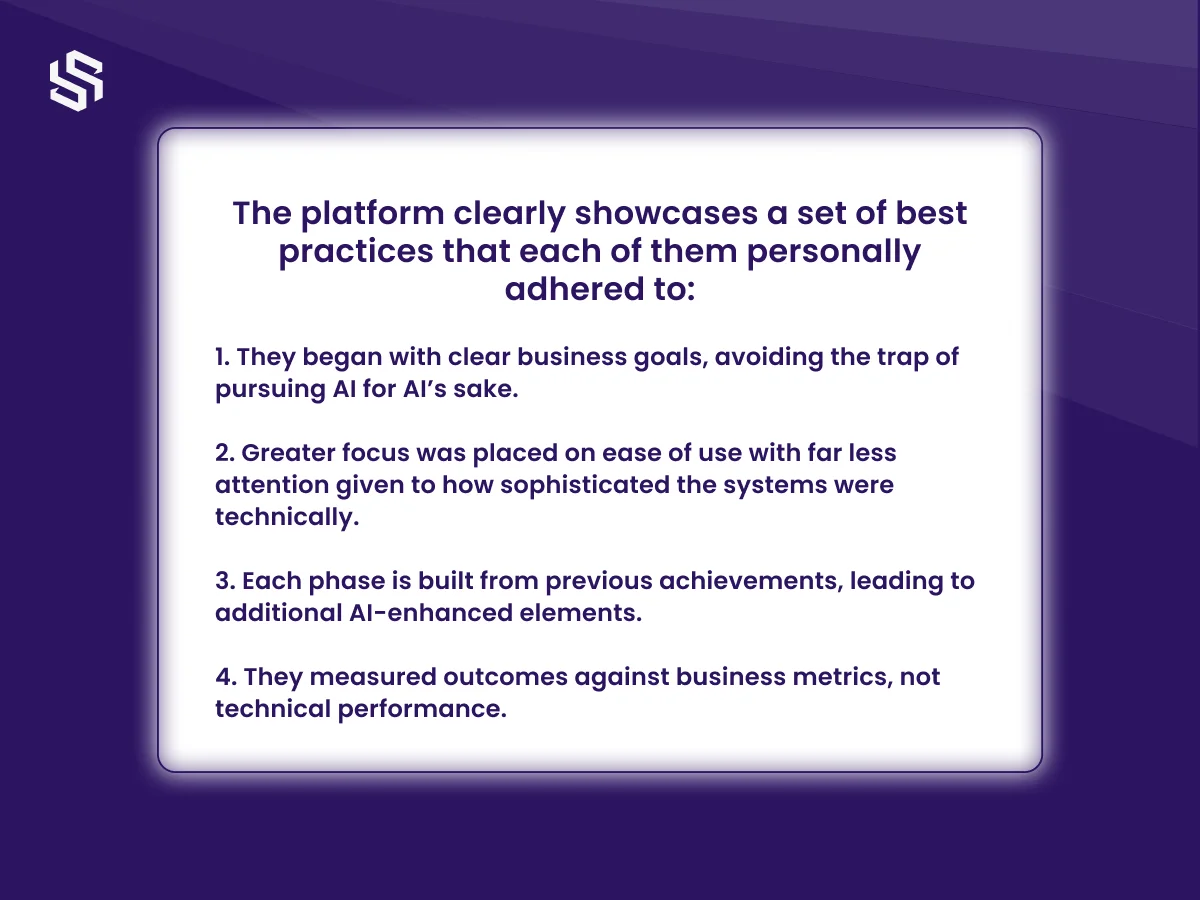The Platform Clearly Showcases a set of best practices that each of them personally adhered to_