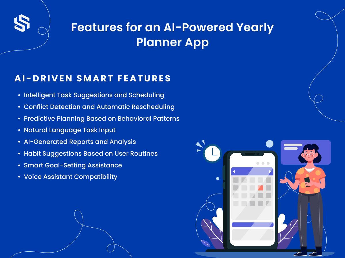 features for an ai powered yearly planner app
